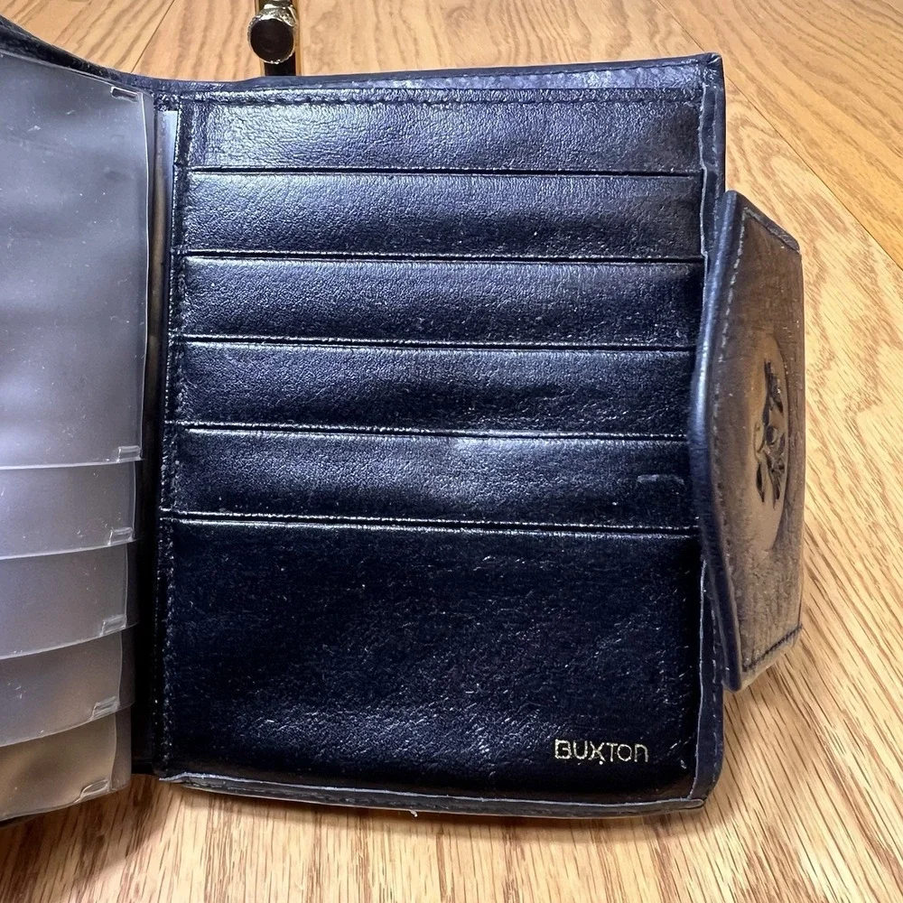 Julia Buxton Womens Heiress Cardex Genuine Leather Wallet Navy Blue Purse